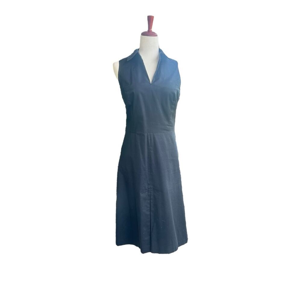 Ann Taylor Black Sleeveless Collared Dress Fitted A-Line Classic Collared 12